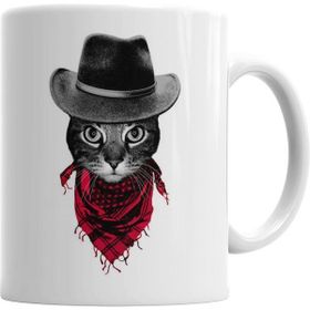 Humuts Kovboy Cat Kedi Beyaz Kupa