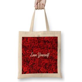 Humuts Kpop Love Yourself Roses Uzun Saplı Açık Bej Bez Çanta