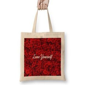 Humuts Kpop Love Yourself Roses Uzun Saplı Açık Bej Bez Çanta