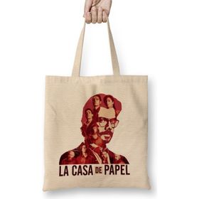 Humuts La Casa De Papel El Profesor Red Version Uzun Saplı Açık Bej Bez Çanta