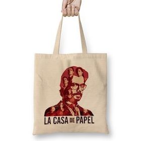 Humuts La Casa De Papel El Profesor Red Version Uzun Saplı Açık Bej Bez Çanta