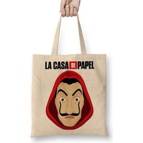 Humuts La Casa De Papel Mascara De Dali Uzun Saplı Açık Bej Bez Çanta