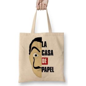 Humuts La Casa De Papel Salvador Dali Uzun Saplı Açık Bej Bez Çanta