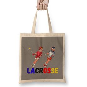 Humuts Lacrosse Girl Funny Lacrosse Uzun Saplı Açık Bej Bez Çanta