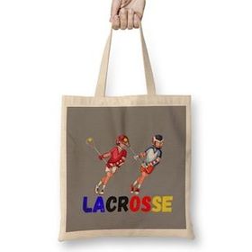 Humuts Lacrosse Girl Funny Lacrosse Uzun Saplı Açık Bej Bez Çanta