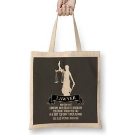 Humuts Lawyer Definition Judgement Judge Attorney Gift Idea Present Uzun Saplı Açık Bej Bez Çanta