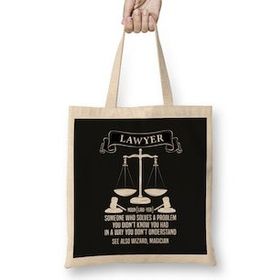 Humuts Lawyer Definition Judgement Judge Attorney Gift Idea Present Uzun Saplı Açık Bej Bez Çanta