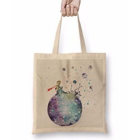 Humuts Le Petit Prince Küçük Prens 03 Uzun Saplı Açık Bej Bez Çanta