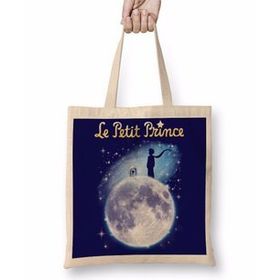 Humuts Le Petit Prince Küçük Prens 04 Uzun Saplı Açık Bej Bez Çanta