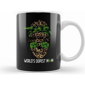 Humuts Leopard Skull Lady Worlds Dopest Mom Marijuana Weed Beyaz Kupa