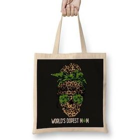 Humuts Leopard Skull Lady Worlds Dopest Mom Marijuana Weed Bez Kadın Günlük Çanta