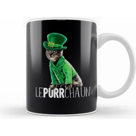 Humuts Lepurrchaun St Patricks Day Cat Leprechaun Shamrock Beyaz Kupa