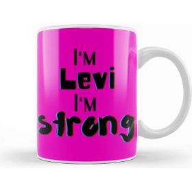 Humuts Levi Name Personalized Custom Vintage Retro Rainbow Design Gift Baby Gift for Him Beyaz Kupa