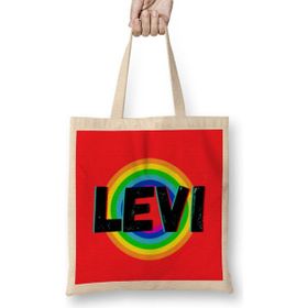 Humuts Levi-Name Personalized Custom Vintage Retro Rainbow Style Design Gift Baby Gift for Him Bez Kadın Günlük Çanta