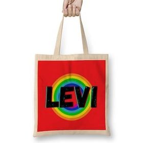 Humuts Levi-Name Personalized Custom Vintage Retro Rainbow Style Design Gift Baby Gift for Him Bez Kadın Günlük Çanta