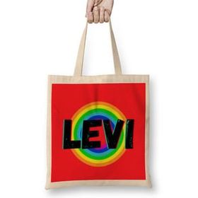 Humuts Levi-Name Personalized Custom Vintage Retro Rainbow Style Design Gift Baby Gift for Him Bez Kadın Günlük Çanta