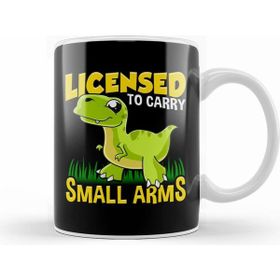 Humuts Licensed To Carry Small Arms Funny Dinosaur Pun Beyaz Kupa