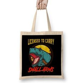 Humuts Licensed to Carry Small Arms Funny Dinosaur Pun Bez Kadın Günlük Çanta