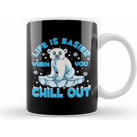 Humuts Life is Easier When You Chill Out Polar Bear Pun Beyaz Kupa