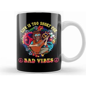 Humuts Life is too Short For Bad Vibes Guitar Hippie Beyaz Kupa