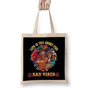 Humuts Life is too Short For Bad Vibes Guitar Hippie Bez Kadın Günlük Çanta