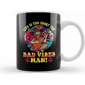 Humuts Life is too Short For Bad Vibes Man! Guitar Hippie Beyaz Kupa