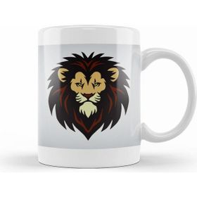 Humuts Lion Head Mascot Logo Beyaz Kupa