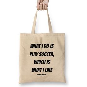 Humuts Lionel Messi Quotes Gifts Uzun Saplı Açık Bej Bez Çanta