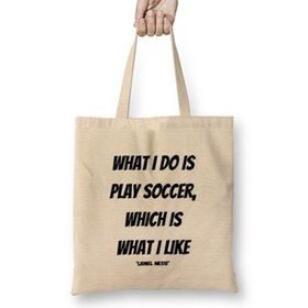 Humuts Lionel Messi Quotes Gifts Uzun Saplı Açık Bej Bez Çanta