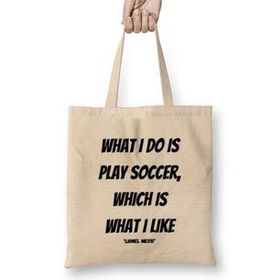 Humuts Lionel Messi Quotes Gifts Uzun Saplı Açık Bej Bez Çanta