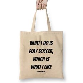 Humuts Lionel Messi Quotes Gifts Uzun Saplı Açık Bej Bez Çanta