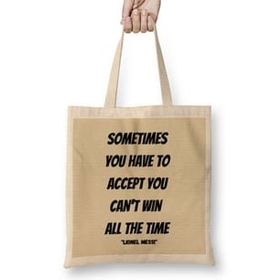 Humuts Lionel Messi Quotes Gifts Uzun Saplı Açık Bej Bez Çanta