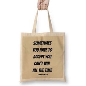 Humuts Lionel Messi Quotes Gifts Uzun Saplı Açık Bej Bez Çanta