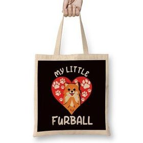 Humuts Little Fur Ball Pomeranian Pommy Pom Dog Breed German Spitz Uzun Saplı Açık Bej Bez Çanta