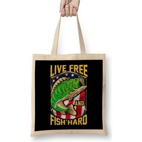 Humuts Live Free And Fish Hard Fishing Patriotic Fisher Bez Kadın Günlük Çanta