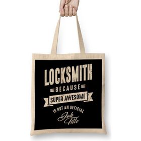 Humuts Locksmith Work Job Title Gift 01 Uzun Saplı Açık Bej Bez Çanta