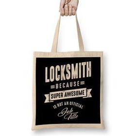 Humuts Locksmith Work Job Title Gift 01 Uzun Saplı Açık Bej Bez Çanta