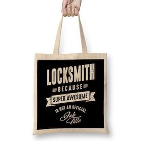 Humuts Locksmith Work Job Title Gift 01 Uzun Saplı Açık Bej Bez Çanta