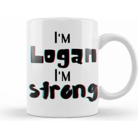 Humuts Logan Name Personalized Custom Vintage Retro Rainbow Design Gift Baby Gift For Him Beyaz Kupa