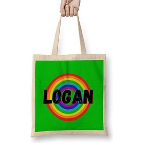 Humuts Logan Name Personalized Custom Vintage Retro Rainbow Design Gift Baby-Gift For Him Bez Çanta