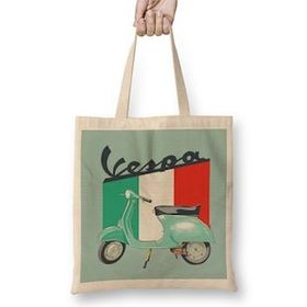 Humuts Logo Vespa Uzun Saplı Açık Bej Bez Çanta