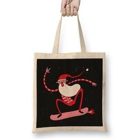 Humuts Lol Santa Funny Yılbaşı Yeni Yıl Konseptli Christmas Uzun Saplı Açık Bej Bez Çanta