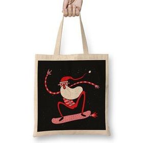 Humuts Lol Santa Funny Yılbaşı Yeni Yıl Konseptli Christmas Uzun Saplı Açık Bej Bez Çanta