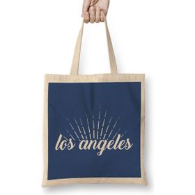 Humuts Los Angeles Logo Uzun Saplı Açık Bej Bez Çanta