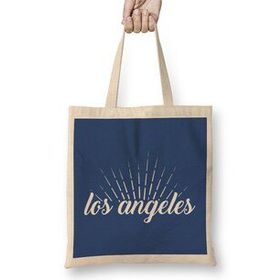 Humuts Los Angeles Logo Uzun Saplı Açık Bej Bez Çanta