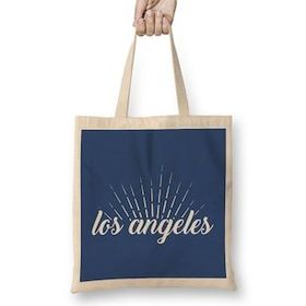 Humuts Los Angeles Logo Uzun Saplı Açık Bej Bez Çanta
