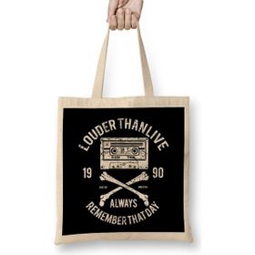 Humuts Louder Than Live Tape Cassette Uzun Saplı Açık Bej Bez Çanta