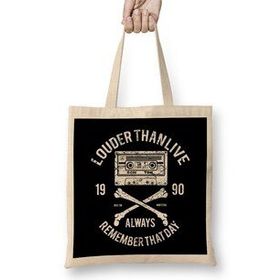 Humuts Louder Than Live Tape Cassette Uzun Saplı Açık Bej Bez Çanta