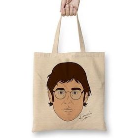 Humuts Louis Theroux Caricature Face Bez Uzun Saplı Açık Bej Rengi Çanta