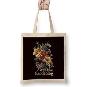 Humuts Love Gardening Gardener Garden Botanical Landscaper Plants Uzun Saplı Açık Bej Bez Çanta